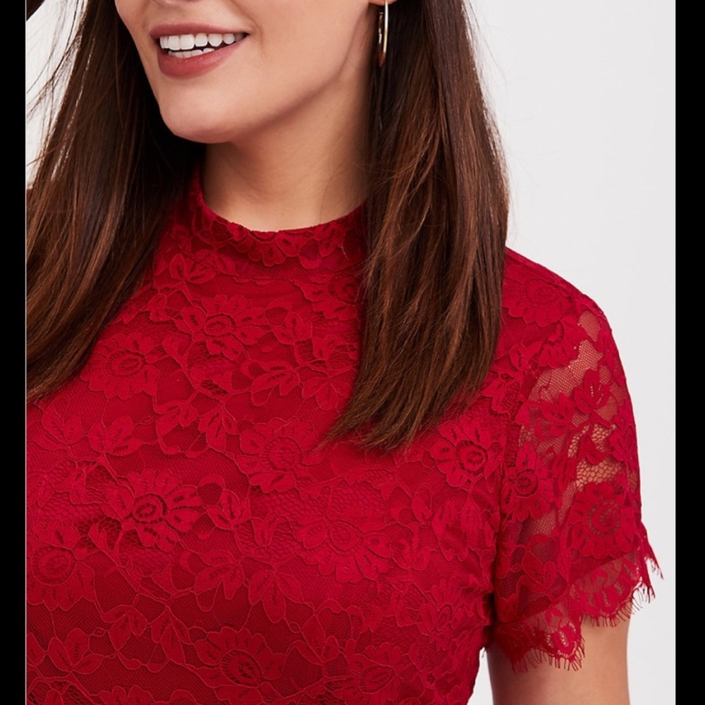 Torrid Mini Lace High Neck Skater Dress - Picture 15 of 16